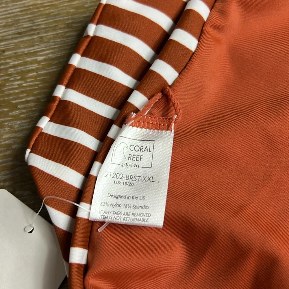 KORAL REEF Plus Size Low Rise Reversible Brown White Stripes Bikini Bottoms